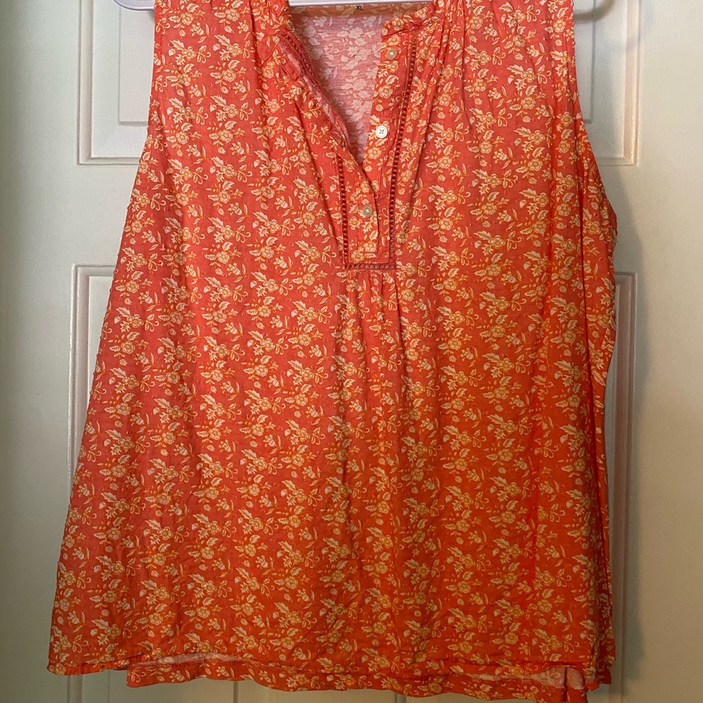 Floral Coral Sleeveless Top